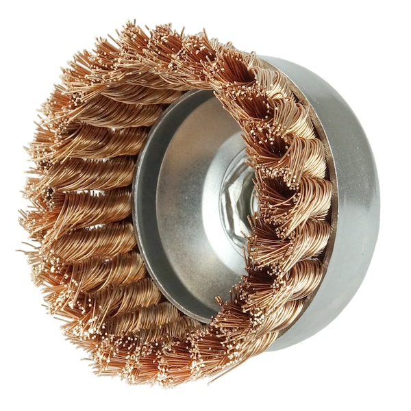 4 Single Row Knot Wire Cup Brush .020 Bronze 5/8-11 UNC Nut